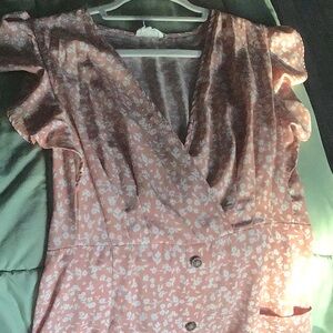 Floral Pink Ruffle Sleeve Dress